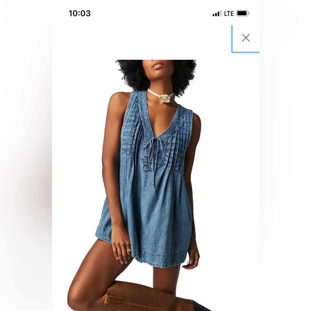 Free People Blue Denim Romper